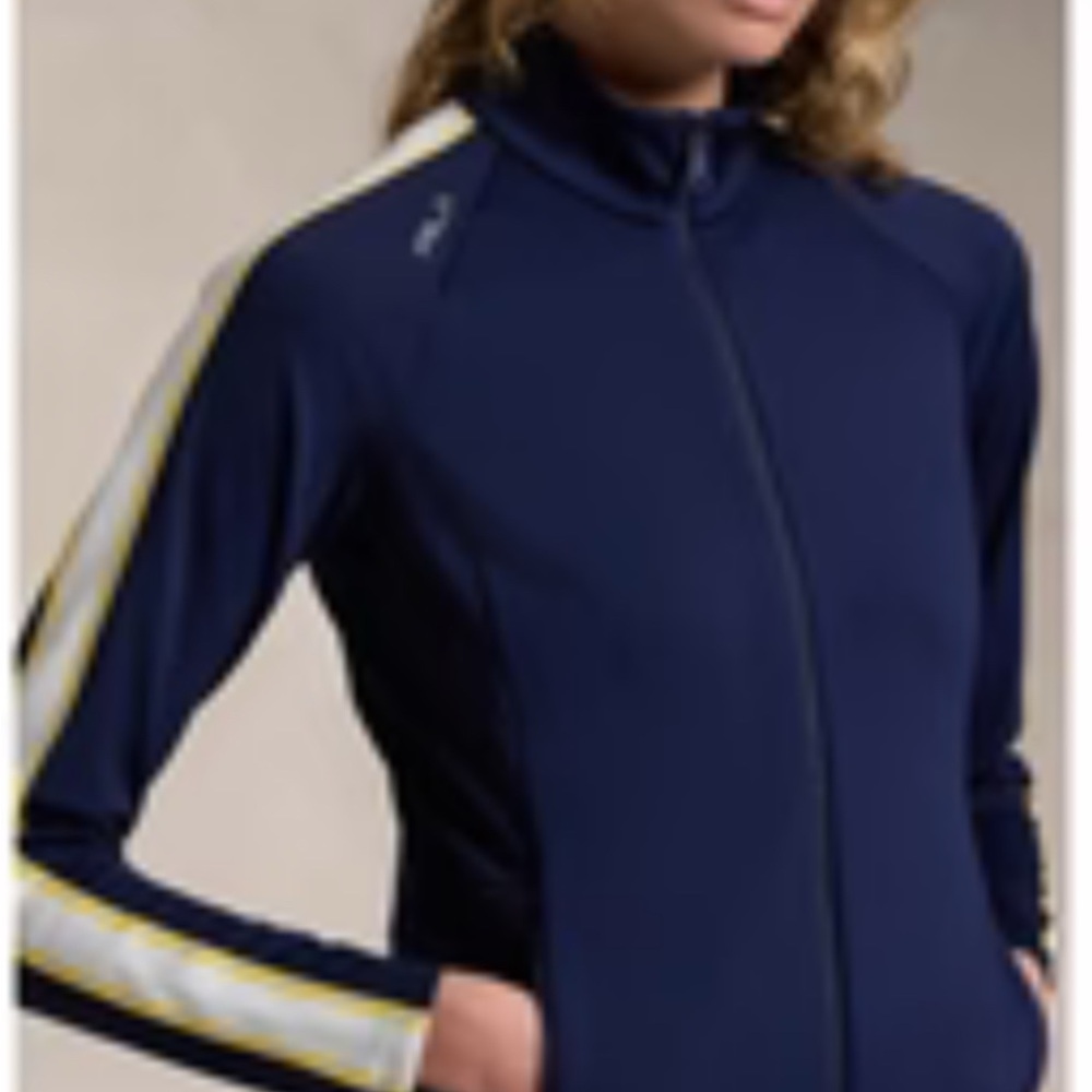 Polo by Ralph Lauren Women's Blue Jacket with White Stripes